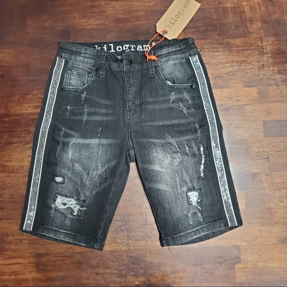 Sz Various denim side stripe jean shorts